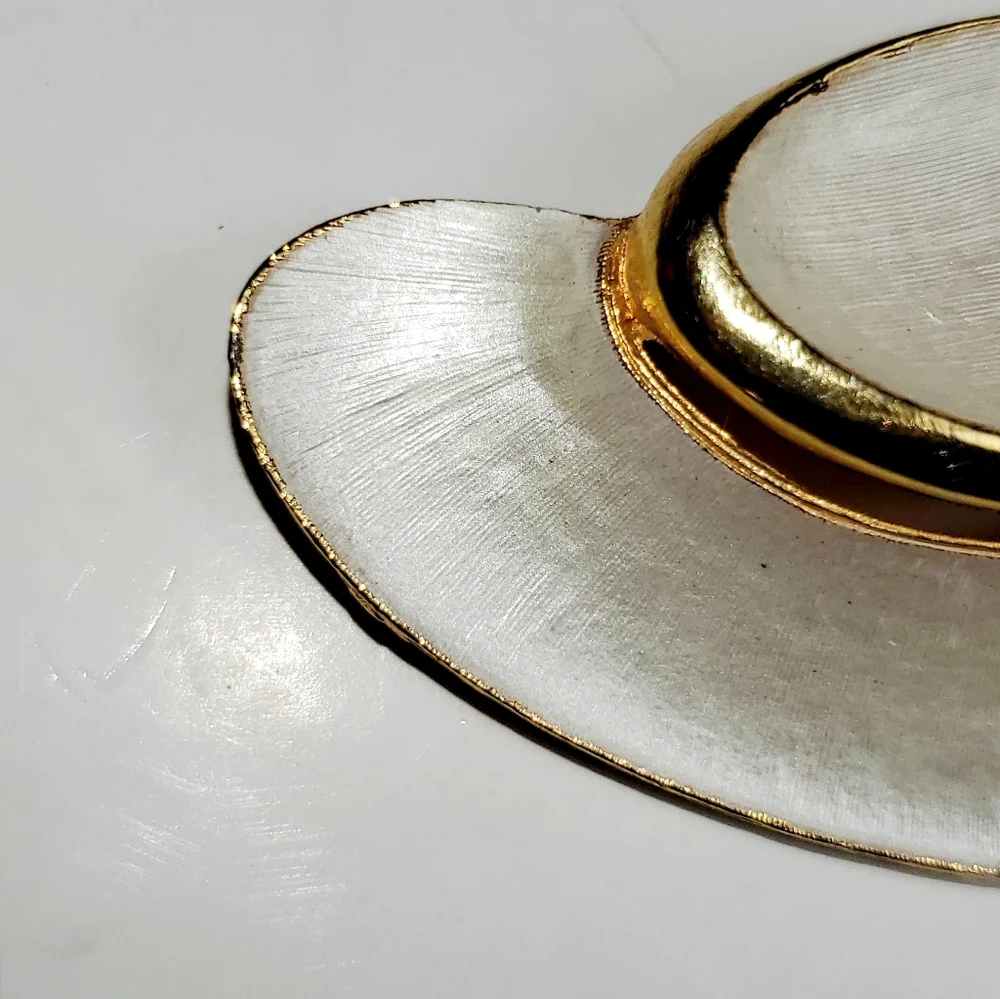 J.J. Signed Pearl White Golden Ladies Brooch